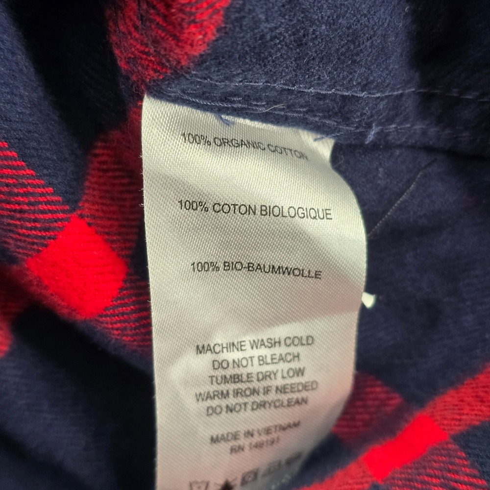 Topo‎ Designs Mens Large Flannel Shirt Navy Red Plaid Organic Cotton Long Sleeve - Picture 6 of 9